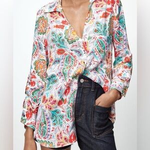 ZARA | Paisley Floral Long Sleeve Blouse Button Shirt